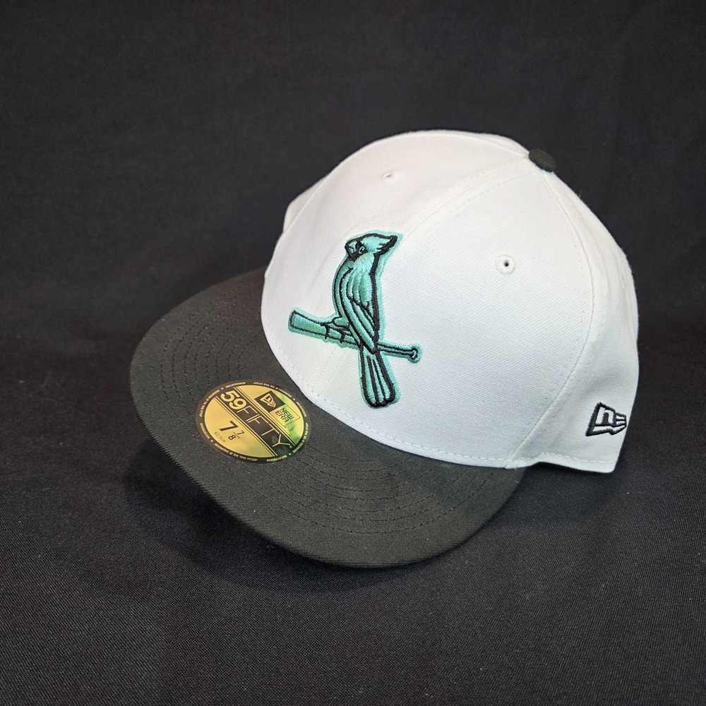 St Louis Cardinals Teal Bird Bat Fitted 7 -7/8 New Era 59Fifty Baseball Cap Hat